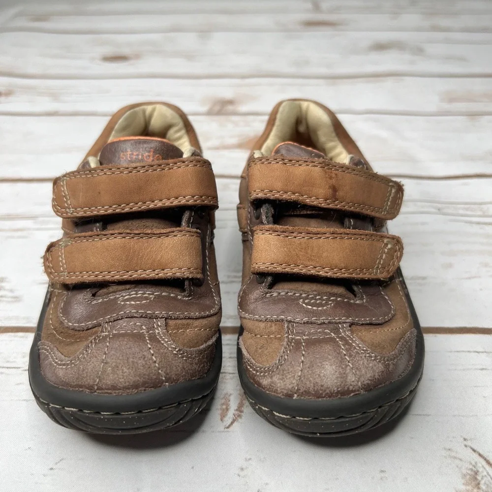 Stride Rite SRT Sneakers‎ Brown Leather Hook and Loop Toddler Size 5.5W